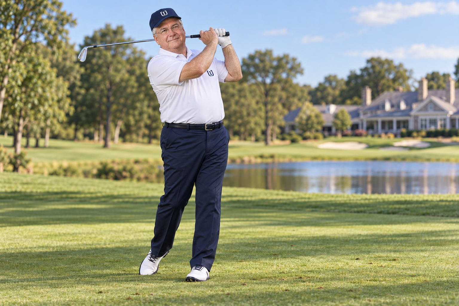 Clarence Biggs follows through on the fairway at the Enterprise Classic.